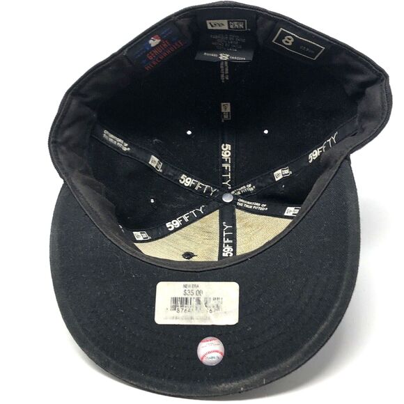 New Era 59FIFTY Cincinnati Reds Wool Fitted Cap Hat Size 8 VTG True Fitted Black - Picture 6 of 12